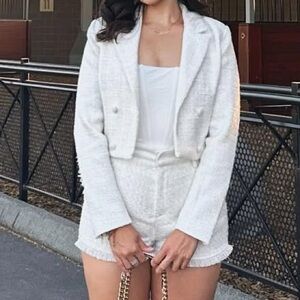 Forever 21 White Blazer and Shorts Set